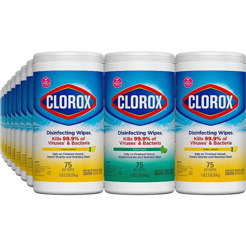 Clorox Disinfecting Bleach Free Cleaning Wipes Value Pack Ready-To-Use - Easy to Use, Antibacterial - White - 75/Tub - 480 / Pallet (30208PL)