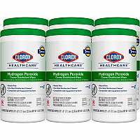 Clorox Healthcare Hydrogen Peroxide Cleaner Disinfectant Wipes, 9 x 6.75, Unscented, White, 95/Canister, 6 Canisters/Carton (30824)