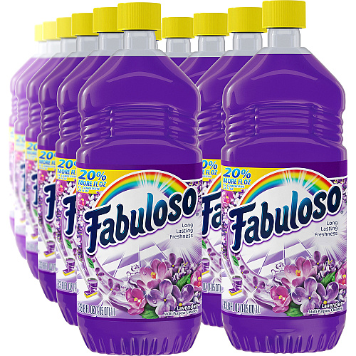 Fabuloso&reg; All-Purpose Cleaner, Lavender Scent, 33.8 oz., 12 Bottles 33.8 fl oz (1.1 quart) - Lavender Scent - Rinse-free, Residue-free, Long Lasting - Lavender - 12 / Carton (153096CT)