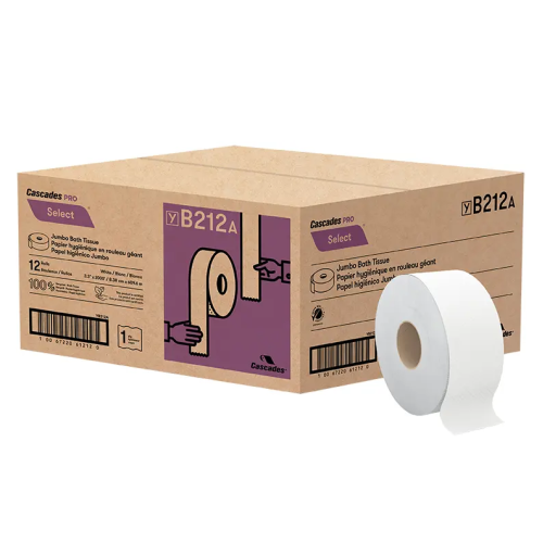 Cascades B212 Pro Select Jumbo Toilet Paper, 1-Ply, 12 Rolls