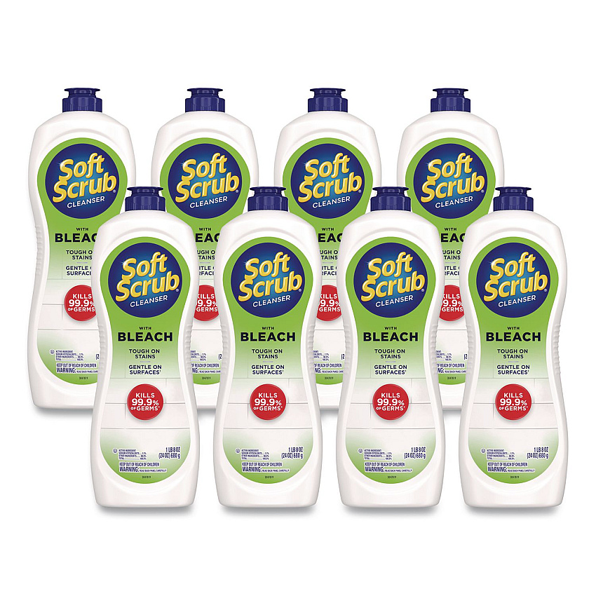 Soft Scrub&reg; Cleanser with Bleach, 24 oz Bottle, 8/Carton (DIA07222)
