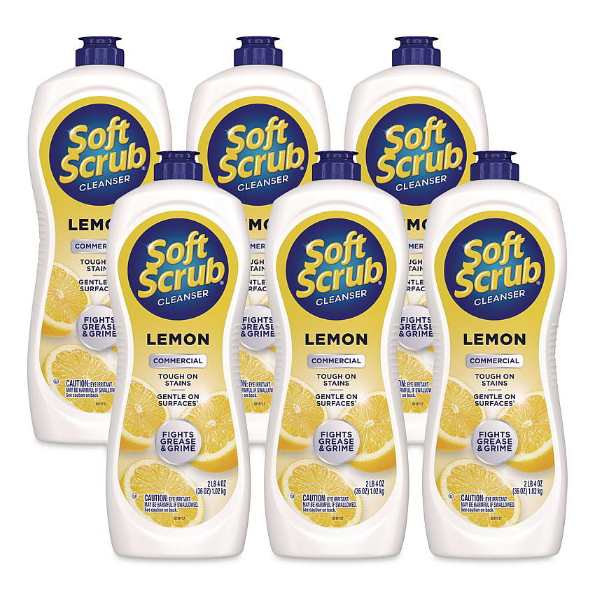 Soft Scrub All Purpose Cleanser, Lemon Scent 36 oz Bottle, 6/Carton (15020CT)