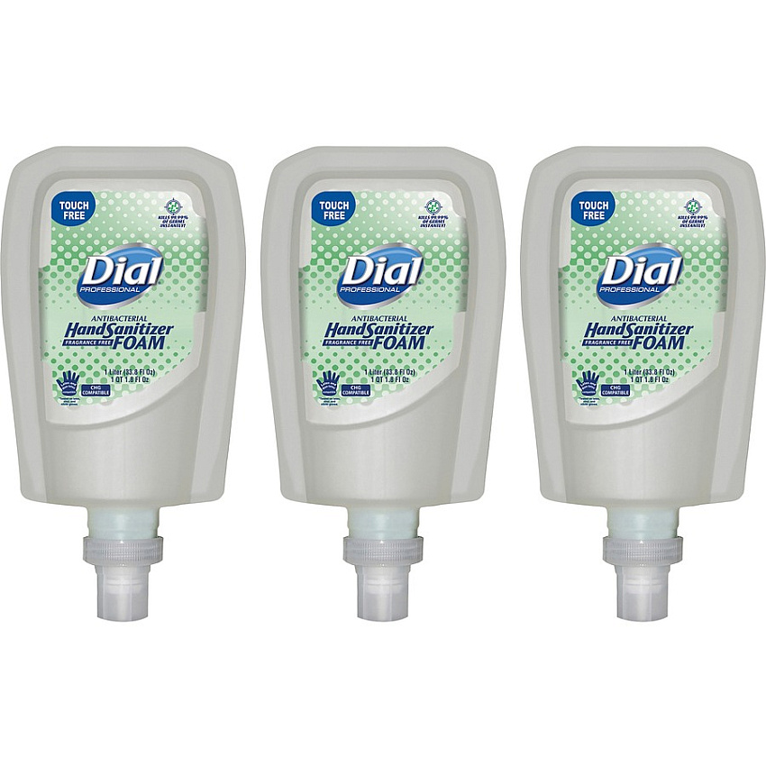 Dial Hand Sanitizer Foam Refill 1.06 quart - Touchless Dispenser - Kill Germs - Hand - Moisturizing - Clear - Non-drying, Dye-free - 3 / Carton (16694)