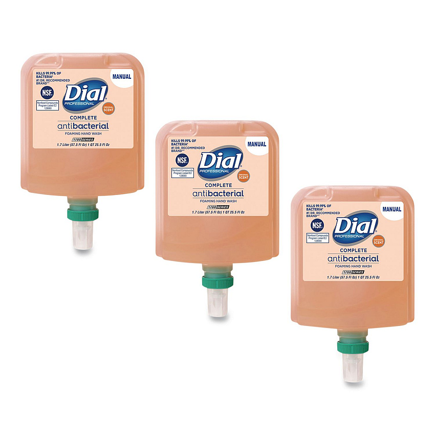 Dial Antibacterial Foaming Hand Wash Refill for 1700 V Dispenser, Original Scent, 1.7 L, 3/Carton (19723)