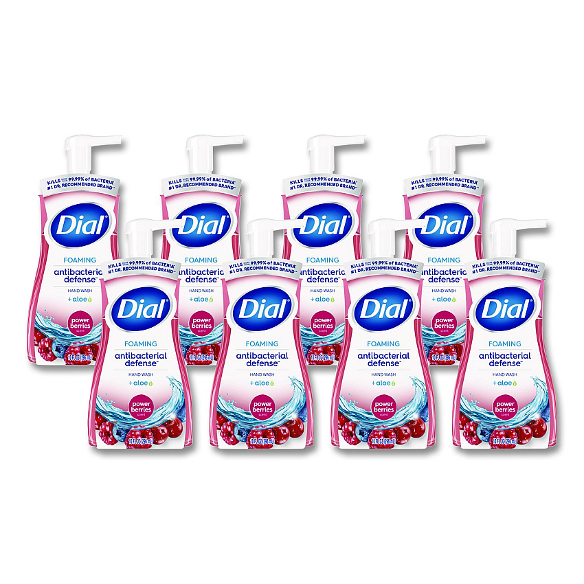 Dial Antibacterial Foaming Hand Wash, Power Berries Scent, 10 oz, 8/Carton (34727)