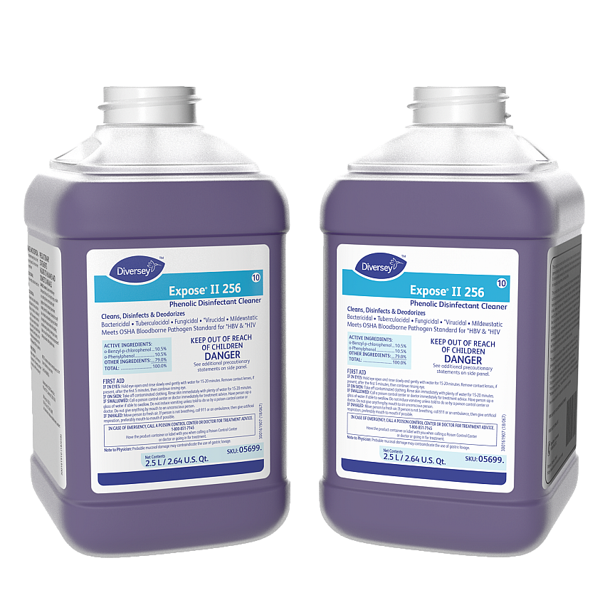 Diversey Expose Phenolic Disinfectant Cleaner Concentrate - 84.5 fl oz (2.6 quart) - Citrus Scent - Deodorize, Non-porous - Purple - 2 / Carton (05699)
