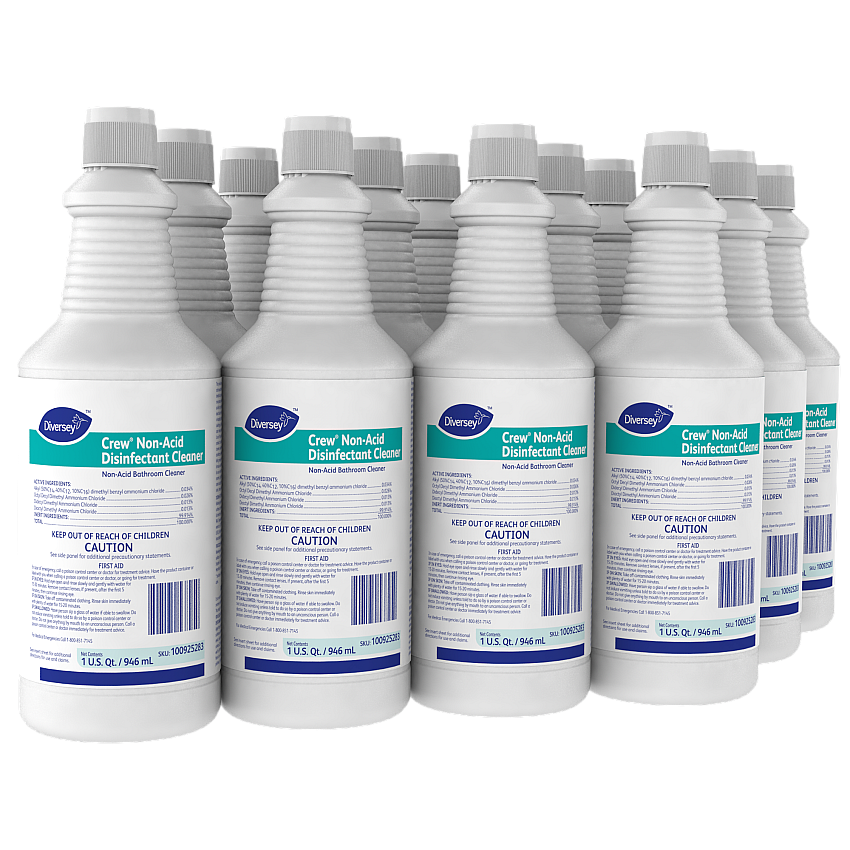 Diversey Crew Neutral Non-Acid Bowl and Bathroom Disinfectant, 32 oz Squeeze Bottle, 12/Carton (100925283)