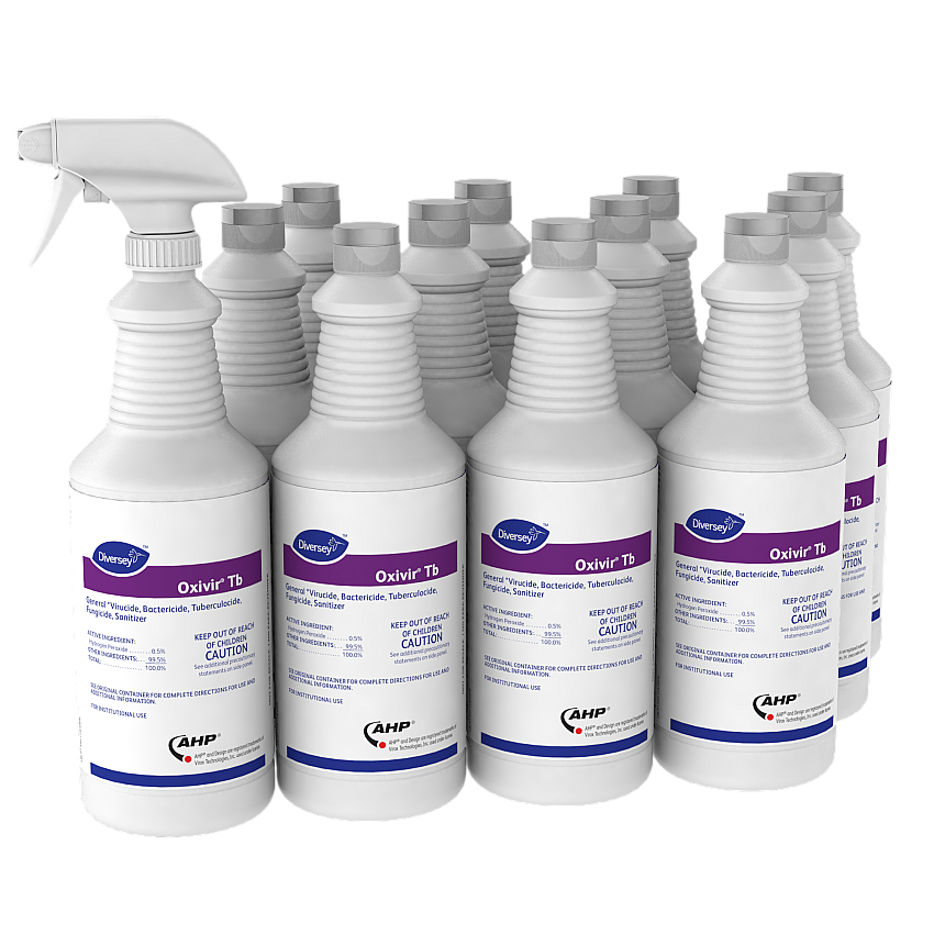 Diversey Oxivir TB One-Step Disinfectant Cleaner, 32 oz Bottle, 12/Carton (4277285)