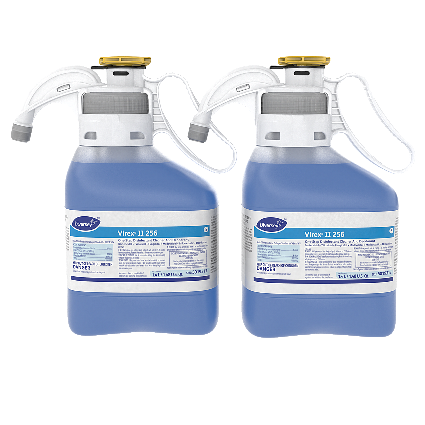 Diversey Virex II 256 One-Step Disinfectant Cleaner Deodorant, Mint, 1.4L, 2 Bottles/CT (5019317)