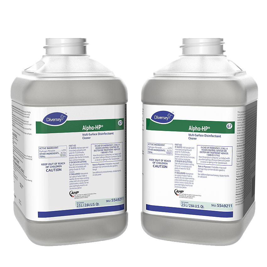 Diversey Alpha-HP Multi Disinfectant Cleaner 84.5 fl oz (2.6 quart) - Citrus Scent - Clear - 2 / Carton (5549211)