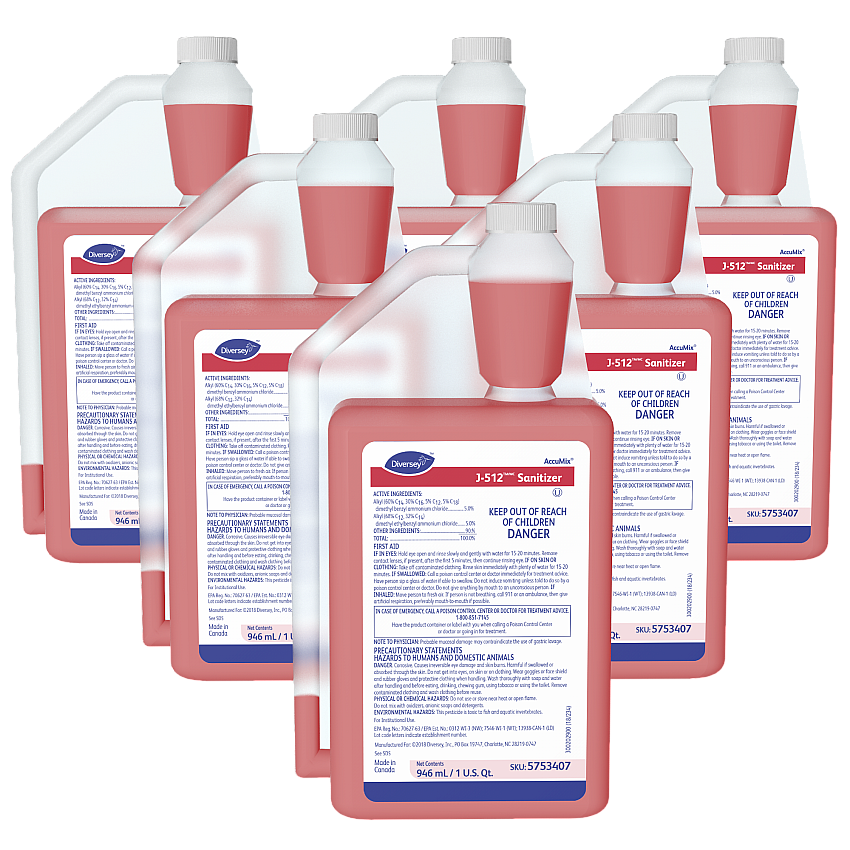 Diversey J-512TM/MC Santizer, 32 oz AccuMix Bottle, 6/Carton (5753407)
