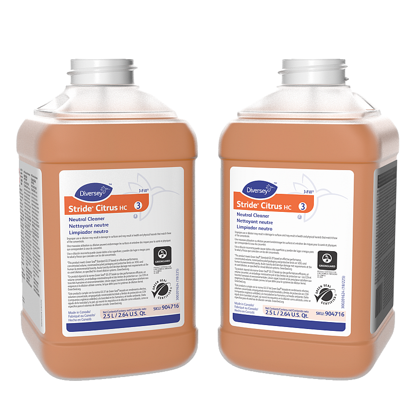 Diversey Stride Citrus Neutral Cleaner Concentrate - 84.5 fl oz (2.6 quart) - Citrus Scent - Non Alkaline, Low Foaming, pH Neutral, Film-free, Phosphorous-free - Orange - 2 / Carton (904716)
