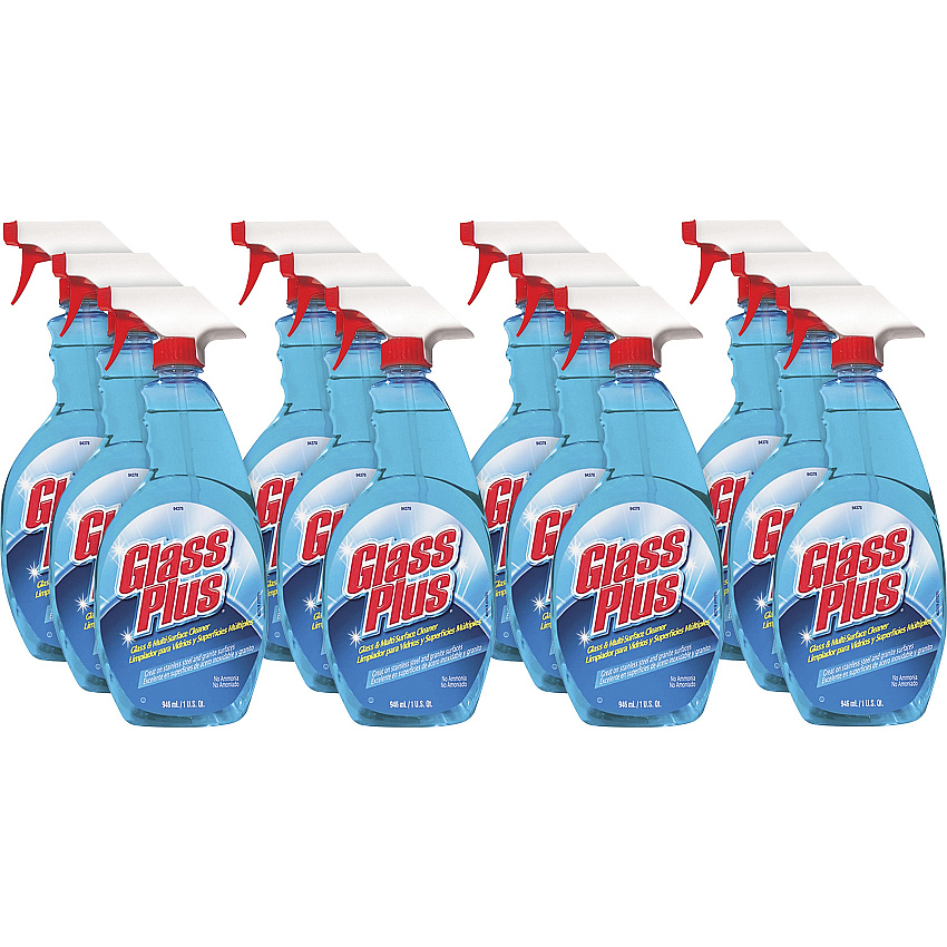 Glass Plus Glass Cleaner, 32 oz Spray Bottle, 12/Carton For Multipurpose - 32 fl oz (1 quart) - Recommended For: Grime Remover, Soil Remover, Dirt Remover, Grease Remover - Non Ammoniated, Non-streaking, Scent-free - Blue Bottle - 12 / Carton (94378CT)