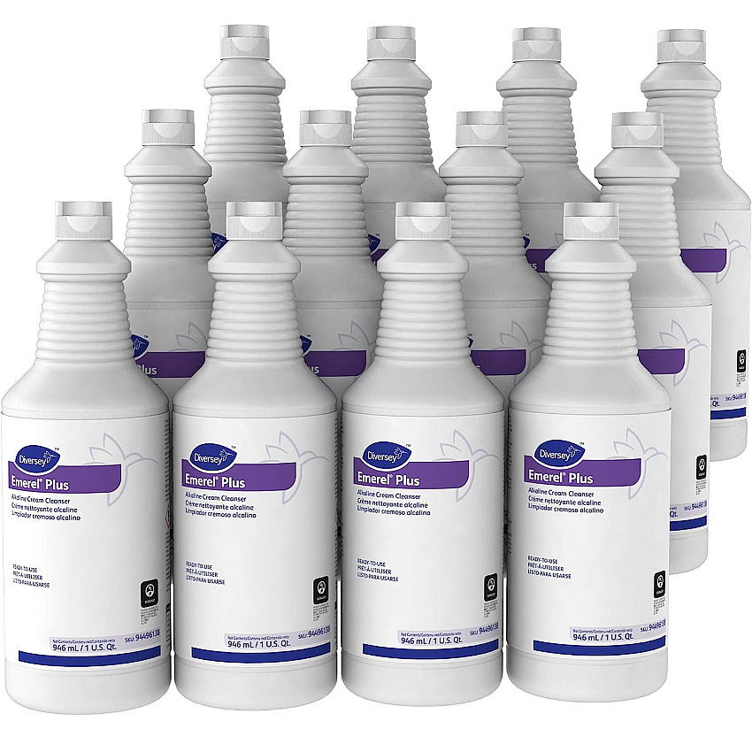 Diversey Emerel Plus Cream Cleanser, Odorless, 32 oz Squeeze Bottle, 12/Carton (94496138)