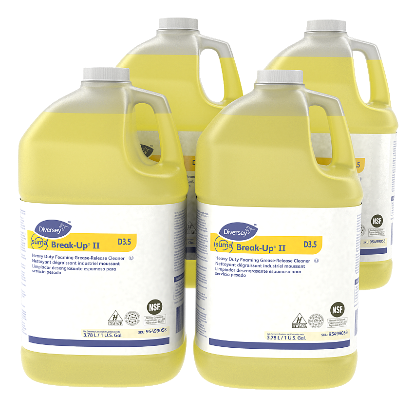 Diversey Suma Break-Up II D3.5 Heavy-Duty Foaming Grease-Release Cleaner, 128 oz Bottle, 4/Carton (95499058)