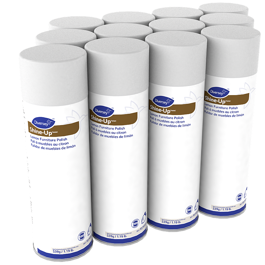 Diversey Shine-Up Furniture Cleaner, Lemon Scent, 13.8 oz  Aerosol Spray, 12/Carton (95765571)