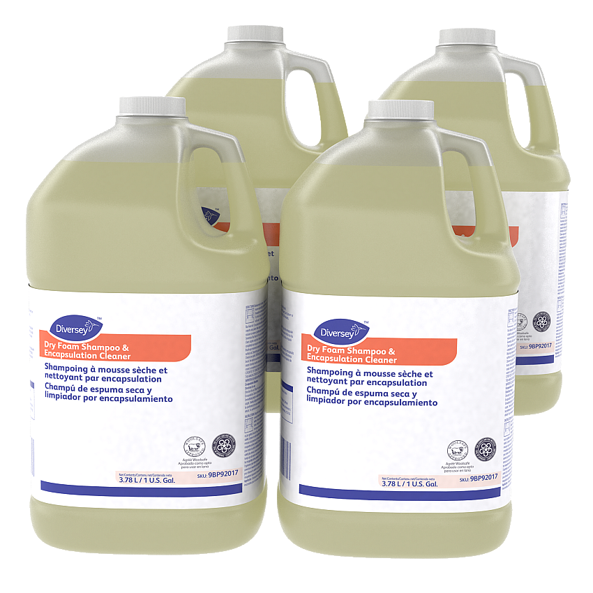 Diversey Dry Foam Shampoo & Cleaner 128 fl oz (4 quart) - Floral Scent - Easy to Use, Residue-free - Straw - 4 / Carton (9BP92017)