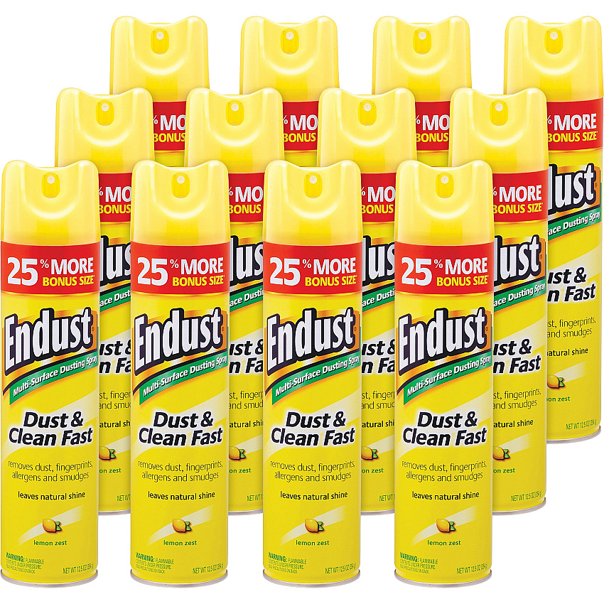 Diversey Endust Multi-Surface Dusting and Cleaning Spray, Lemon Zest, 12.5 oz Aerosol Spray, 6/Carton (CB508171)
