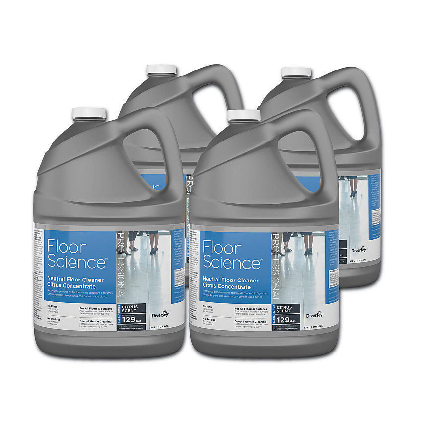 Diversey Floor Science Neutral Floor Cleaner Concentrate, Citrus Scent, 1 gal, 4/Carton (CBD540441)