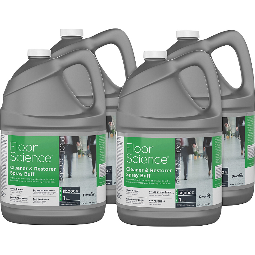 Diversey Floor Science Cleaner/Restorer Spray Buff, Citrus Scent, 1 gal Bottle, 4/Carton (CBD540458)