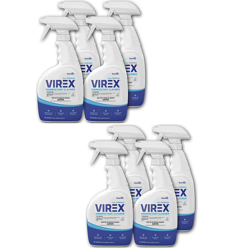 Diversey Virex All-Purpose Disinfectant Cleaner, Citrus Scent, 32 oz Spray Bottle, 8/Carton (CBD540533)
