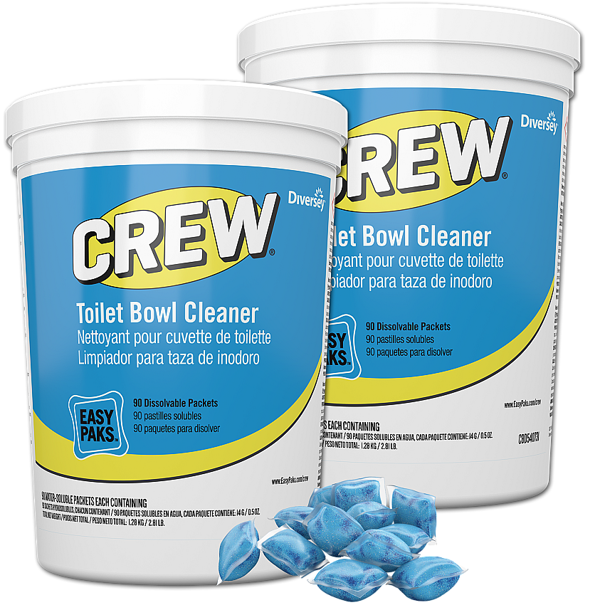 Crew Easy Paks Toilet Bowl Cleaner, Fresh Floral Scent, 0.5 oz Packet, 90 Packets/Tub, 2 Tubs/Carton