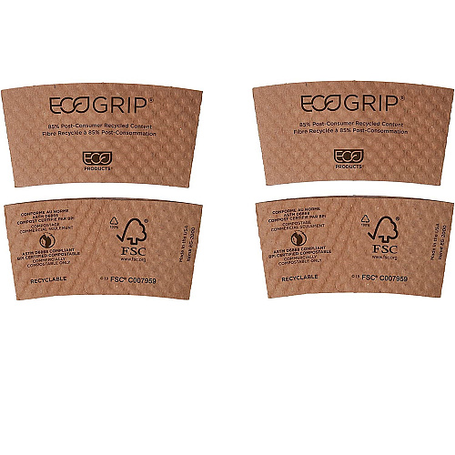 Eco-Products EcoGrip Hot Cup Sleeves - Renewable and Compostable, Fits 12, 16, 20, 24 oz Cups, Kraft, 1,300/Carton (EG2000) - 2 Pack