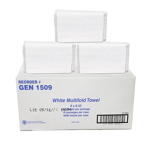 GEN&reg; Multifold Paper Towels, 1-Ply, White, 4000 Towels (GEN1509)