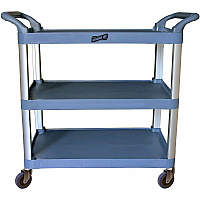 Genuine Joe Bussing Cart 3 Shelf - 200 lb Capacity - 4" Caster Size - Plastic, Aluminum - 19.60" Width x 38.30" Depth x 36.60" Height - Aluminum Frame - Gray - 1 Each (GJO02335)