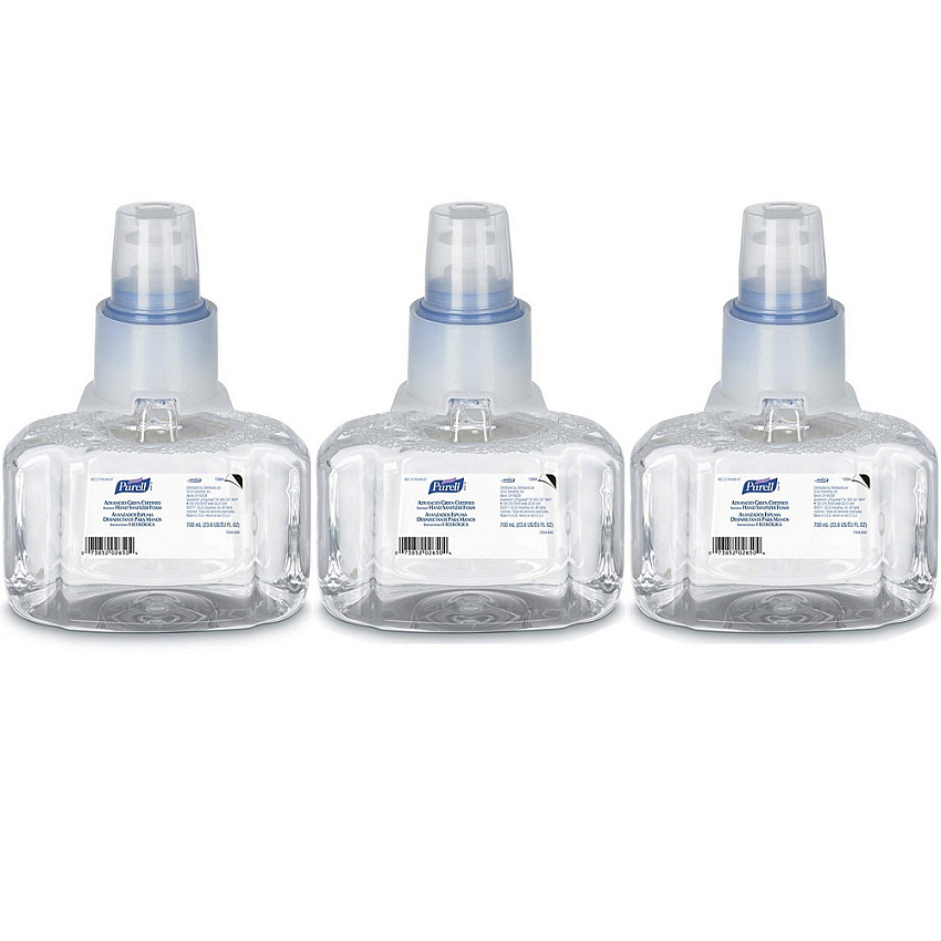 PURELL Advanced Hand Sanitizer Green Certified Foam Refill, For LTX-7 Dispensers, 700 mL, Fragrance-Free, 3/Carton (130403)