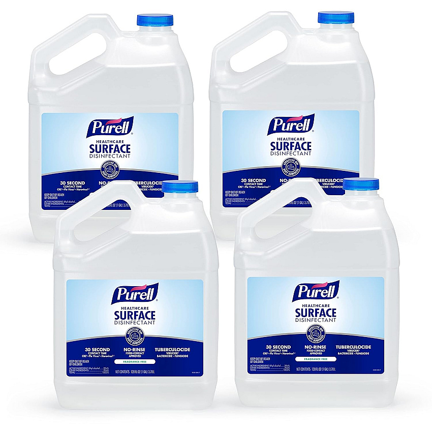 PURELL Healthcare Surface Disinfectant, Fragrance Free, 128 oz Bottle, 4/Carton (434004)