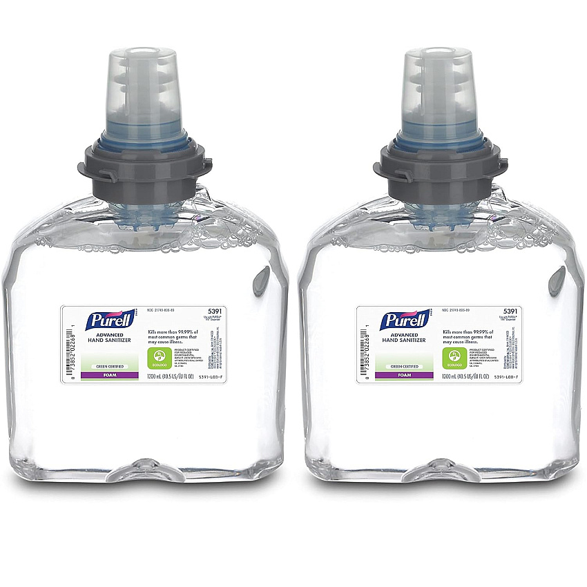 PURELL Advanced Hand Sanitizer Green Certified TFX Refill, Foam, 1,200 mL, Fragrance-Free, 2/Carton (539102CT)