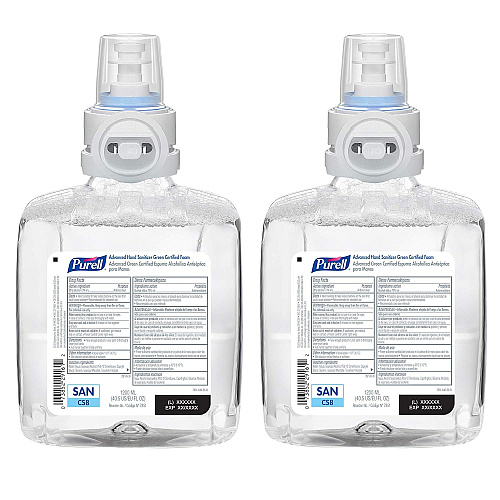 PURELL Advanced Hand Sanitizer Green Certified Foam Refill, For CS8 Dispensers, 1,200 mL, Fragrance-Free, 2/Carton (785102CT)