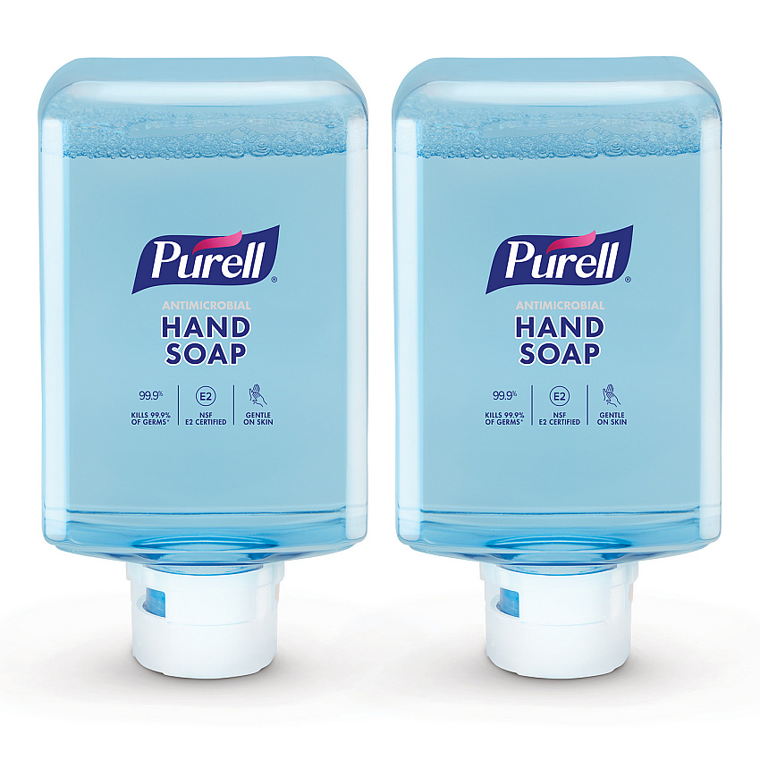 PURELL Antimicrobial Foaming Hand Soap Refill, For ES10 Dispensers, Fragrance-Free, 1,200 mL, 2/Carton (838302CT)