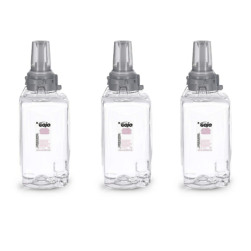 GOJO Clear and Mild Foam Handwash Refill, For ADX-12 Dispenser, Fragrance-Free, 1,250 mL, 3/Carton (881103)