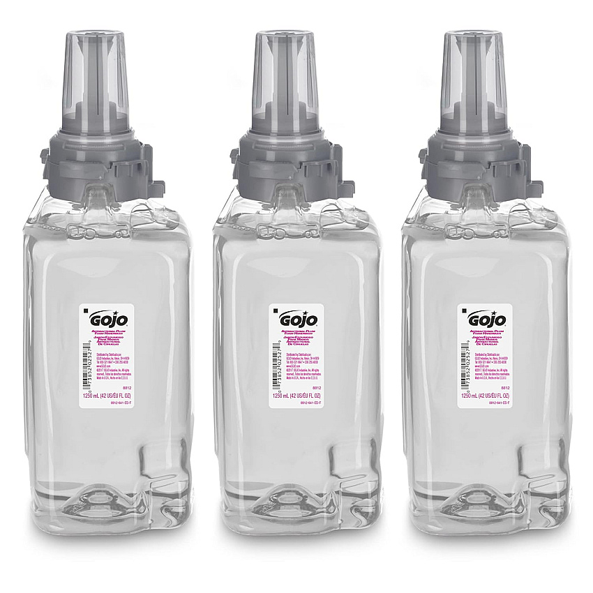 GOJO Antibacterial Foam Hand Wash Refill, For ADX-12 Dispenser, Plum Scent, 1,250 mL, 3/Carton (881203CT)