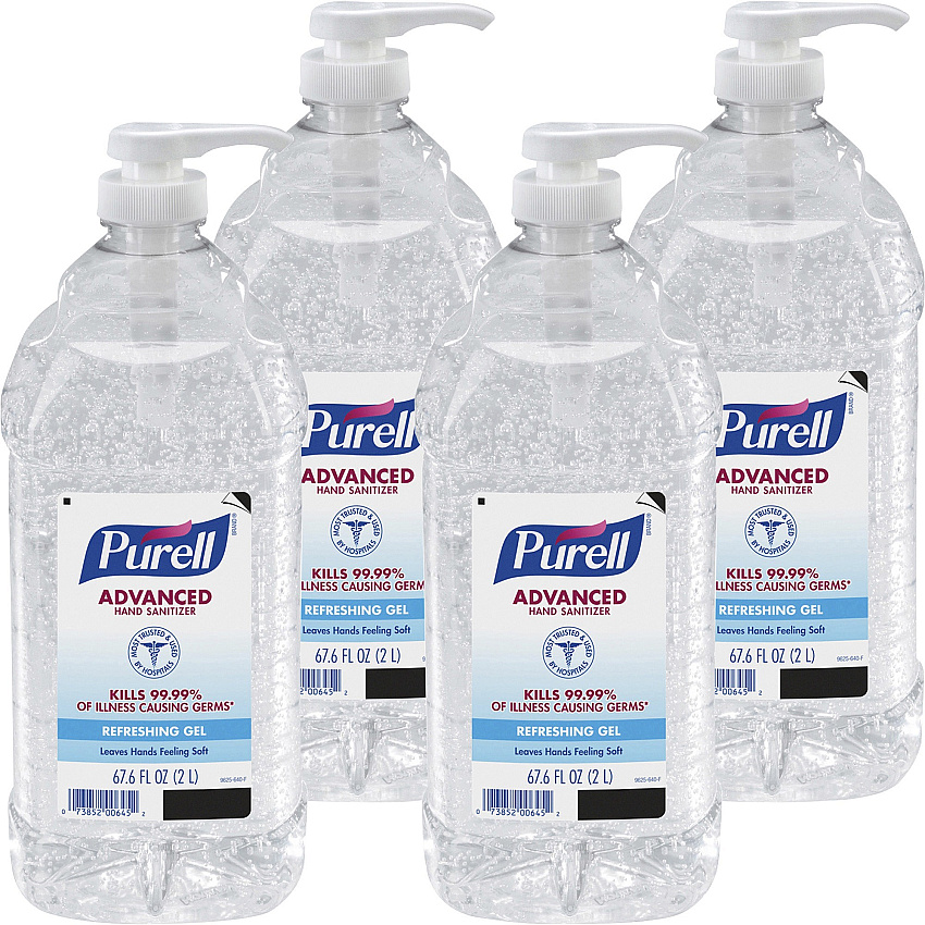 PURELL Advanced Hand Sanitizer Refreshing Gel, 2 L Pump Bottle, Clean Scent, 4/Carton (962504CT)