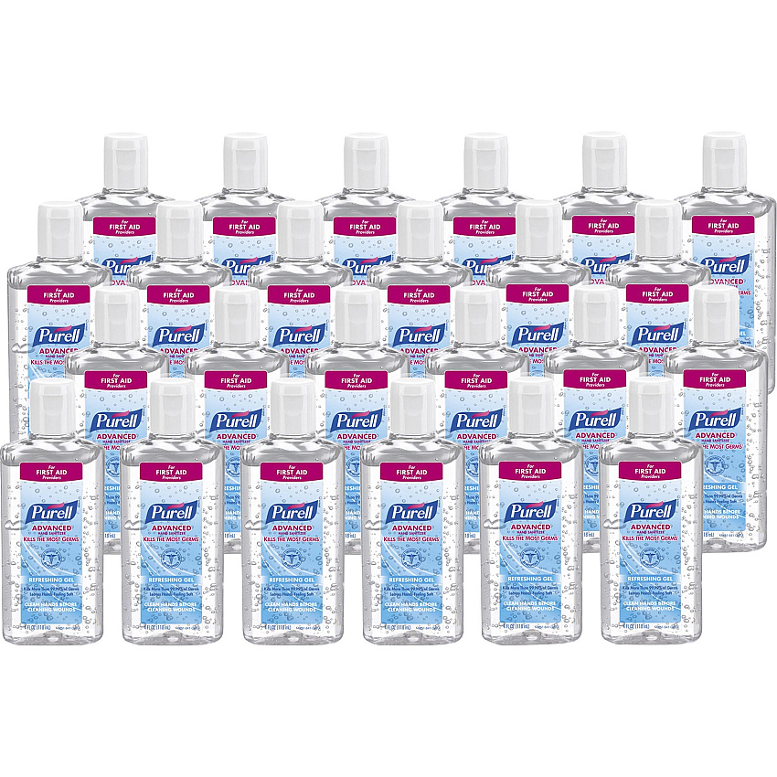 PURELL Advanced Hand Sanitizer Refreshing Gel, 4 oz Flip-Cap Bottle, Clean Scent, 24/Carton (965124)