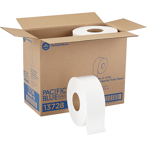 Pacific Blue&reg; Jumbo Jr. Toilet Paper Rolls, 1-Ply, 2000-ft., 8 Rolls (13718)