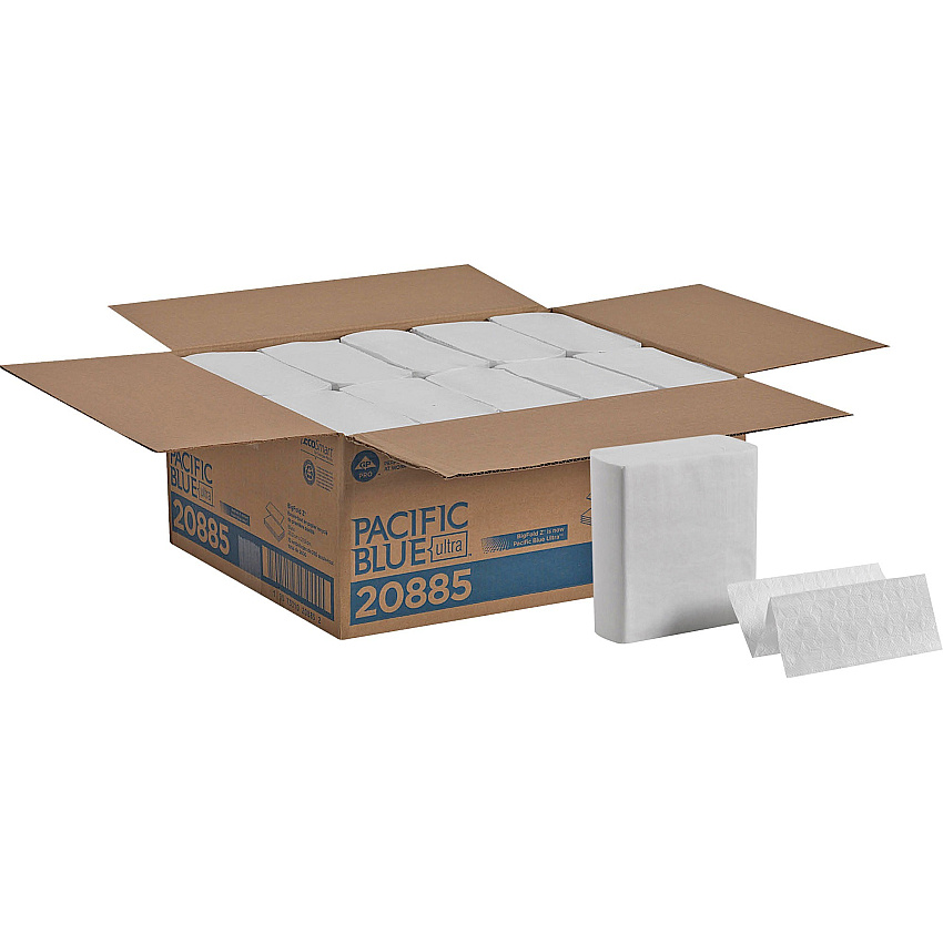 Pacific Blue&trade; Ultra Z-Fold Paper Towels, 1-Ply, White, 2600 Towels (20885)