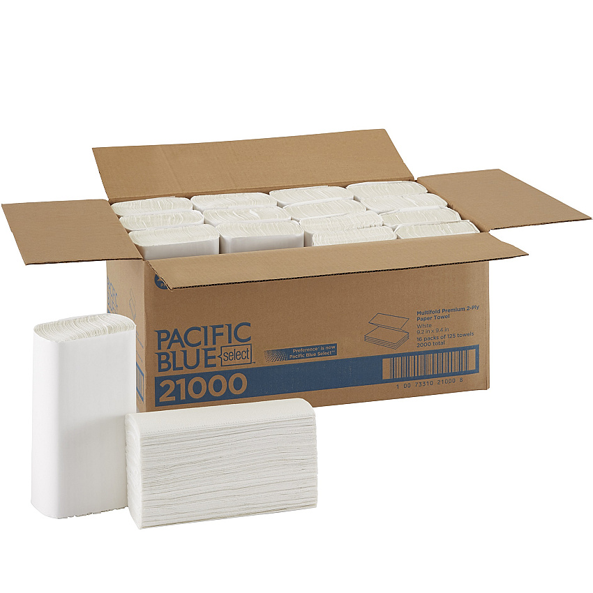 Pacific Blue&reg; Select Multifold Paper Towels, 2-Ply, White, 2000 Towels (21000)