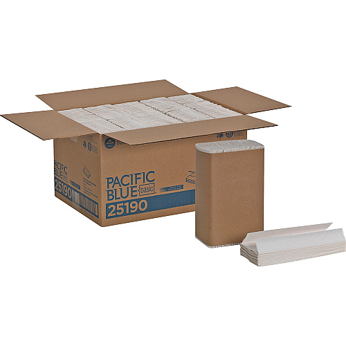 Pacific Blue&trade; Basic C-Fold Paper Towels, 1-Ply, White, 2400 Towels (25190)