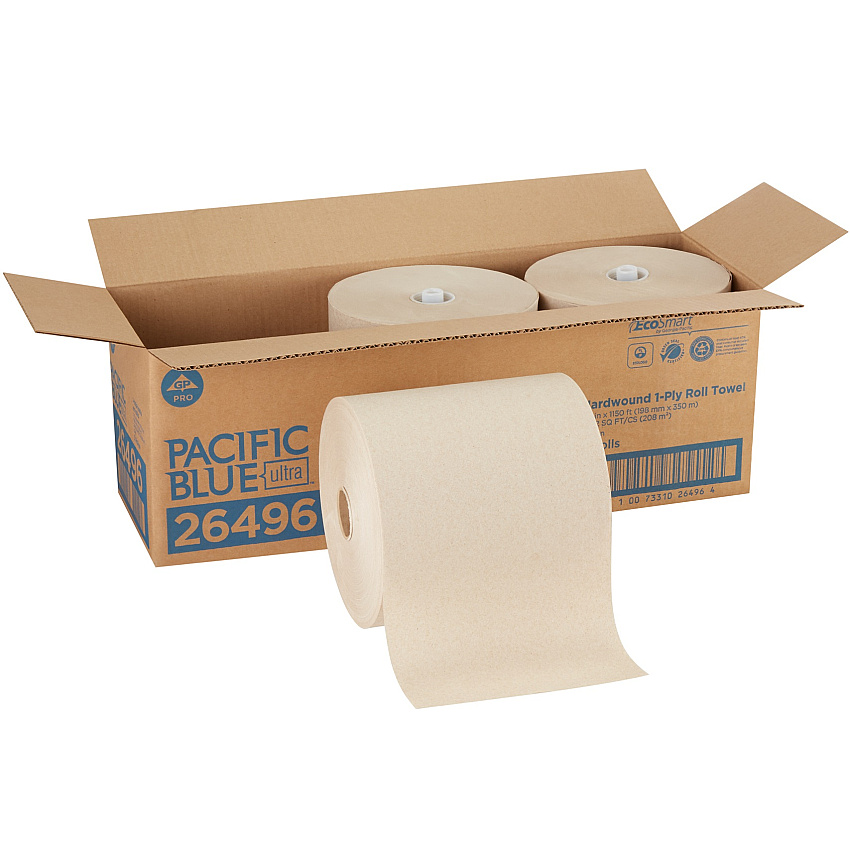 Pacific Blue&reg; Ultra Hardwound Paper Towels, Brown, 1,150-ft, 3 Rolls (26496)
