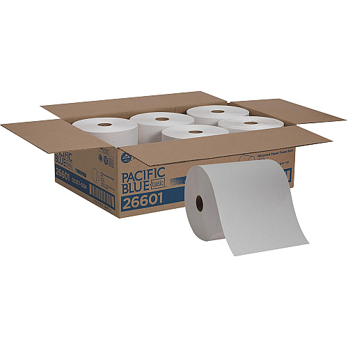 Pacific Blue&reg; Nonperforated Paper Towels, White, 1-Ply, 800-ft., 6 Rolls (26601)