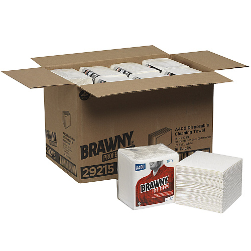 Brawny All Purpose Wipers, 13 x 13, White, 50/Pack, 16/Carton (29215)