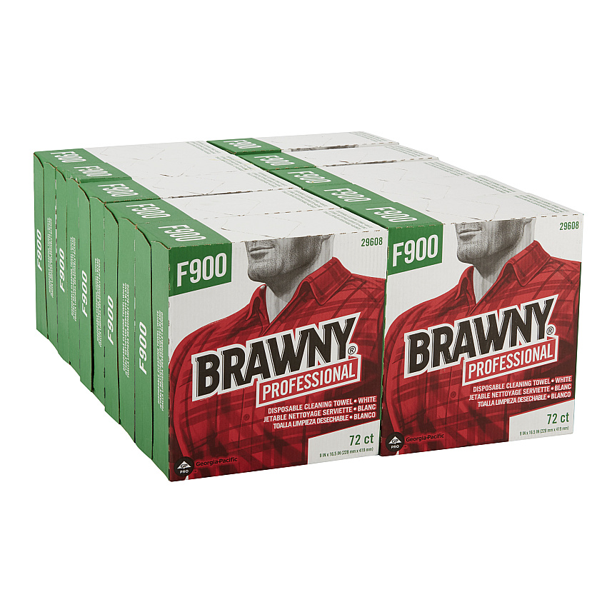 Brawny FLAX 900 Heavy Duty Cloths, 9 x 16.5, White, 72/Box, 10 Box/Carton (29608)