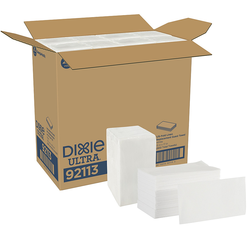 Dixie 1/6-Fold Linen Replacement Towels, 13 x 17, White, 200/Box, 4 Boxes/Carton (92113)