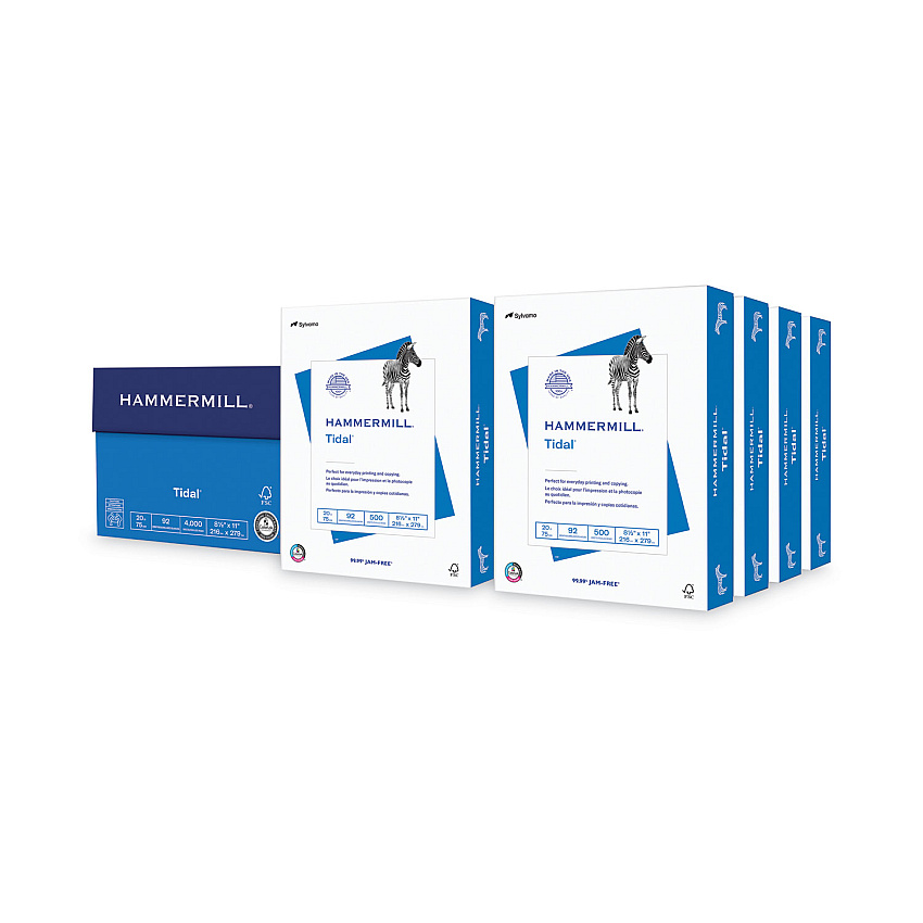 Hammermill Tidal Print Paper, 92 Bright, 20 lb Bond Weight, 8.5 x 11, White, 500 Sheets/Ream, 8 Reams/Carton (162400)