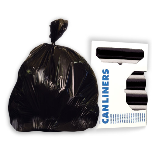 Heritage High-Density Waste Can Liners, 16 gal, 8 mic, 24" x 33", Black, 50 Bags/Roll, 20 Rolls/Carton (Z4833LKR01)