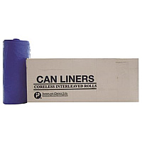 Inteplast Group Institutional Low-Density Can Liners, Soiled Linen, 30 gal, 1 mil, 30" x 43", Blue, 200/Carton (BR3043XHVB)